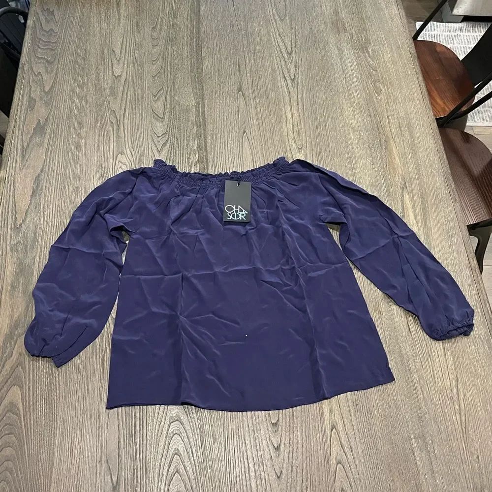 NWT Chaser Royal Blue Off Shoulder Blouse Size M